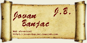 Jovan Banjac vizit kartica